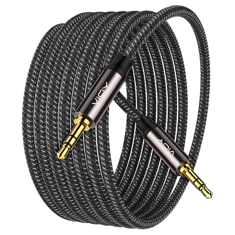VIOY Aux Cable (6.6 ft), [Copper Shell, Hi-Fi Sound] 3.5 mm Male to Male Braided Auxiliary Cord Compatible with Headphone, Smartphone, Home/Car Stereo, Speaker, Echo & More - Image 1